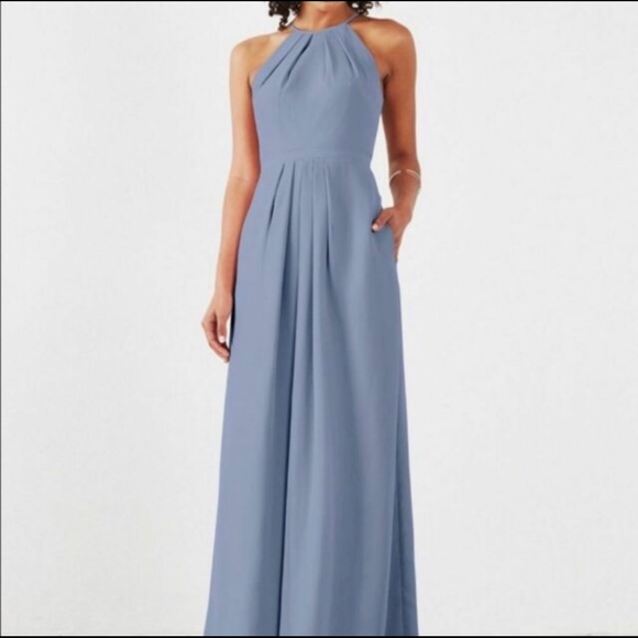Weddington Way Dusty Blue Halter Neck Maxi Dress - Picture 1 of 3